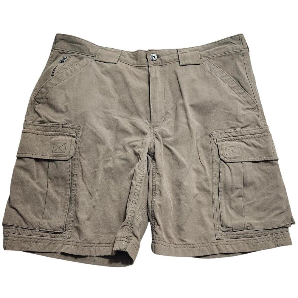 Duluth Trading Co Mens Khaki Nylon Cargo Shorts‎ 9 Inseam L 59312 Tan Hiking *